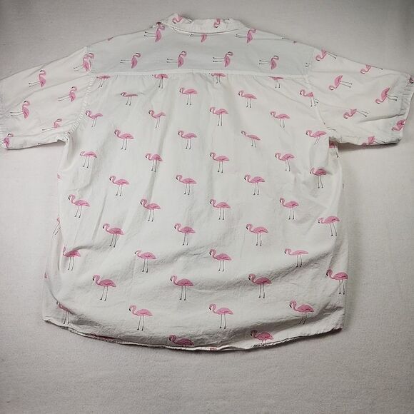 Monument Clothing Co 2X Flamingo Button Down Hawaiian Shirt Casual Short Sleeve - Picture 11 of 12
